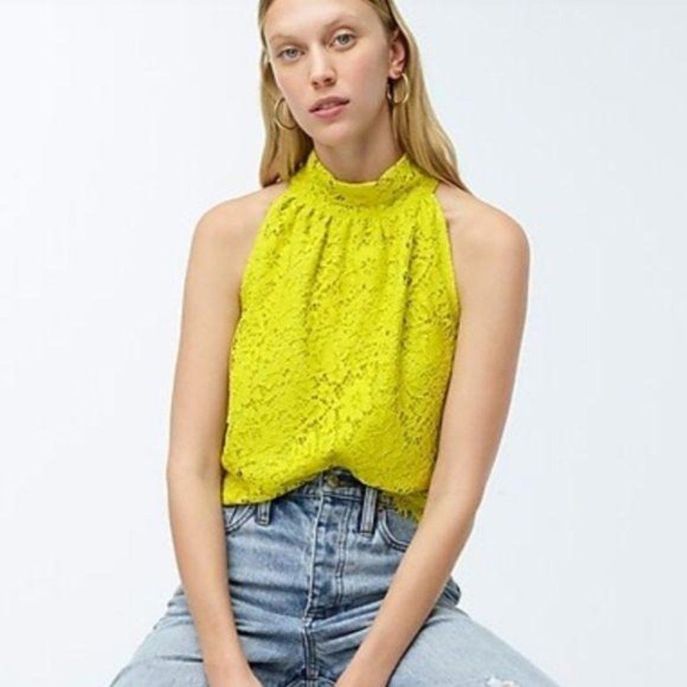 NWT J.CREW Tie Neck Lace Sleeveless Top Red - Picture 10 of 12
